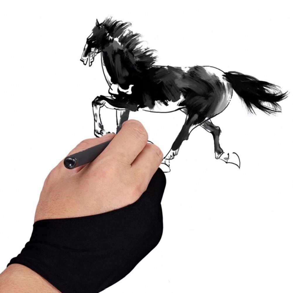 Preto 2 dedo artista luva anti - Drawing Glove Artist avaliação e preço